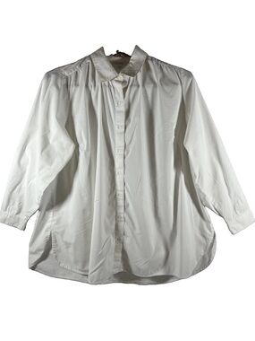Women's White Button-Down Shirt with Soft Collar